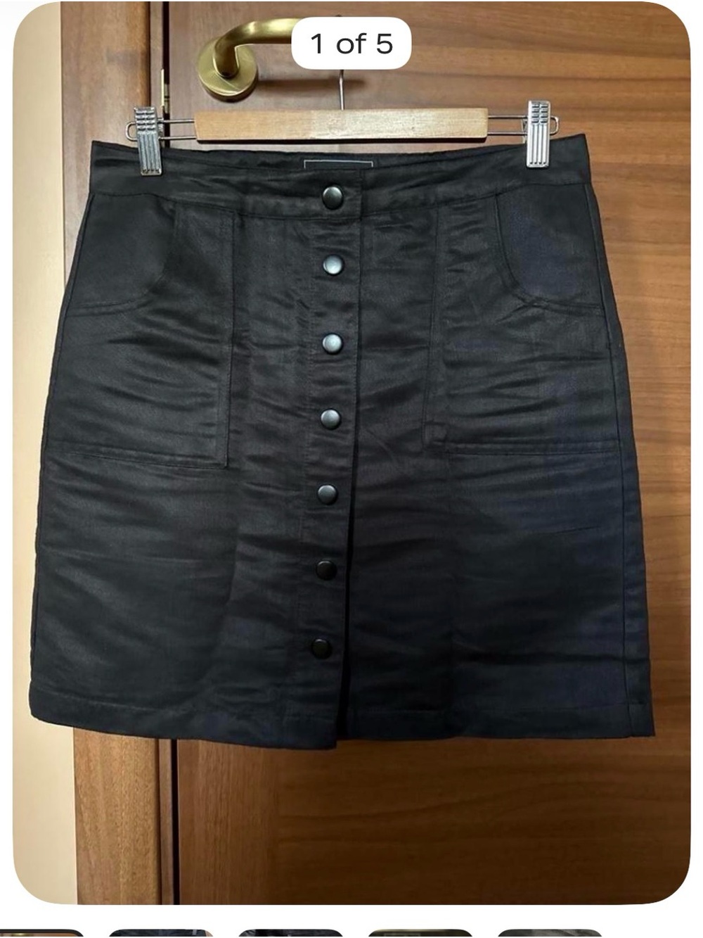 one 5 one Black Button-Front Mini Skirt